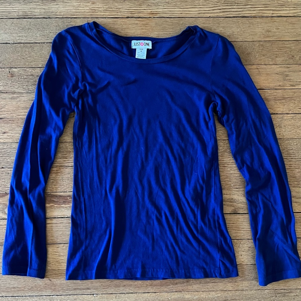 JUST ONE Women’s Blue Long-Sleeved T-shirt (M)